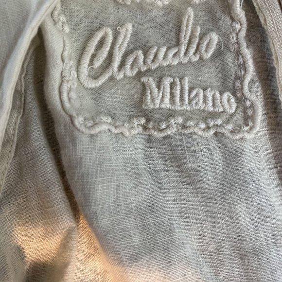 Claudio Milano Women's Linen Boho Dress Natural Medium Zipper - Picture 9 of 9